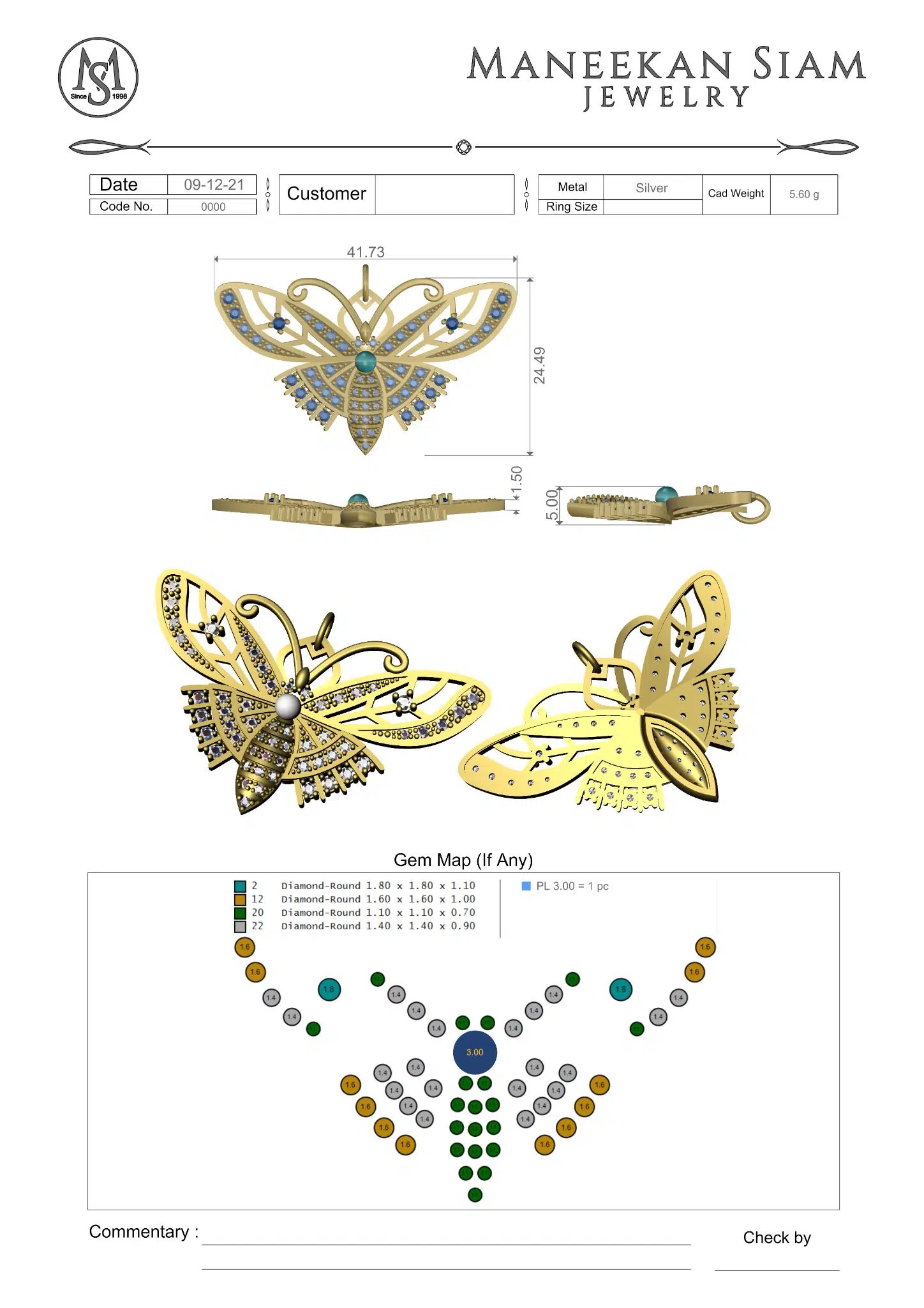 Technical CAD presentation with stone placement and sizing details